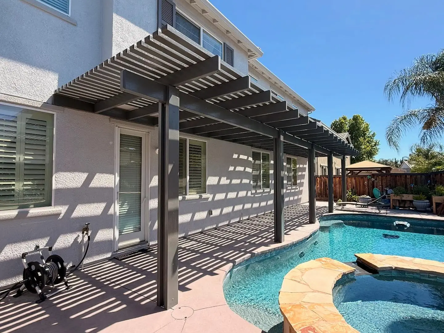 Poolside Lattice Pergola in Brentwood, CA